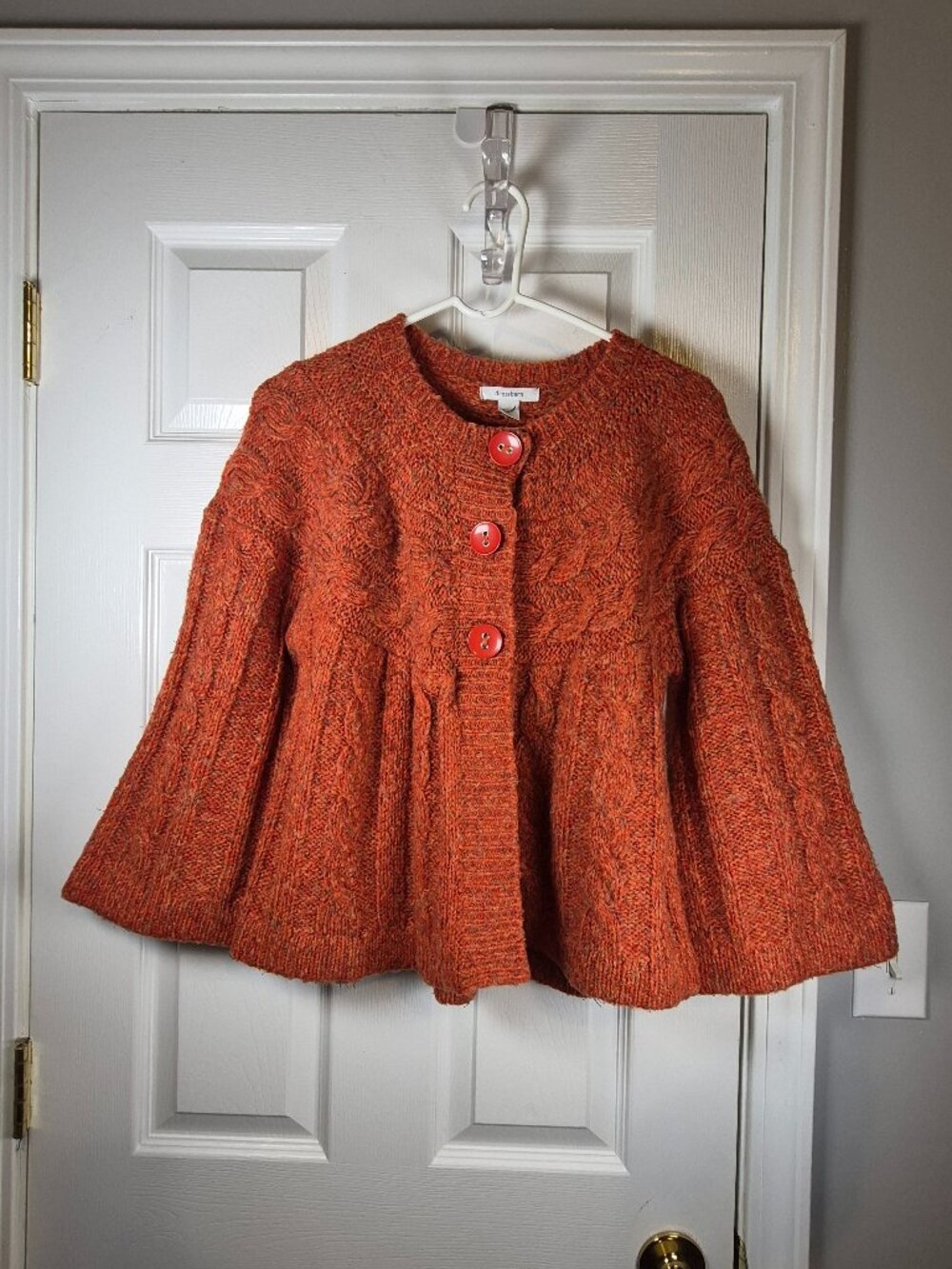 Dressbarn Y2K 90s Cable Knit Cardigan Wool Blend Chunky Women's L Big Buttons